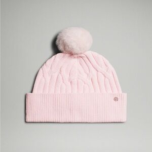 NWT Lululemon Womens Cable-Knit Pom-Pom Beanie in Strawberry Milkshake